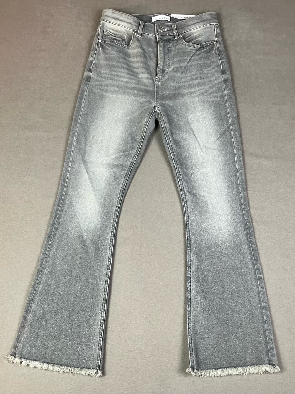 LOFT Women’s Jeans Size 26 / 2 High Waist Kick Crop Flare Raw Hem Gray NWT! New